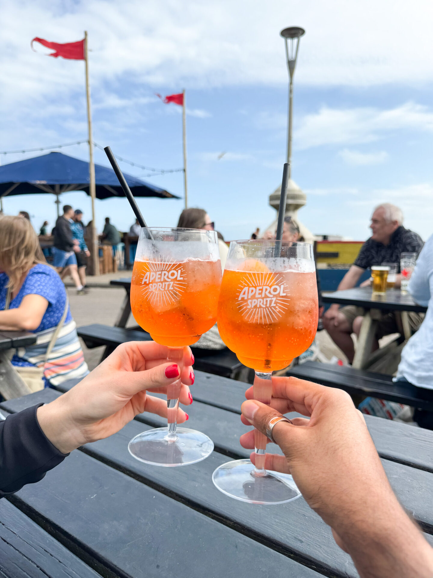 Aperol Spritz by the sea during a one-night Brighton seaside escape 