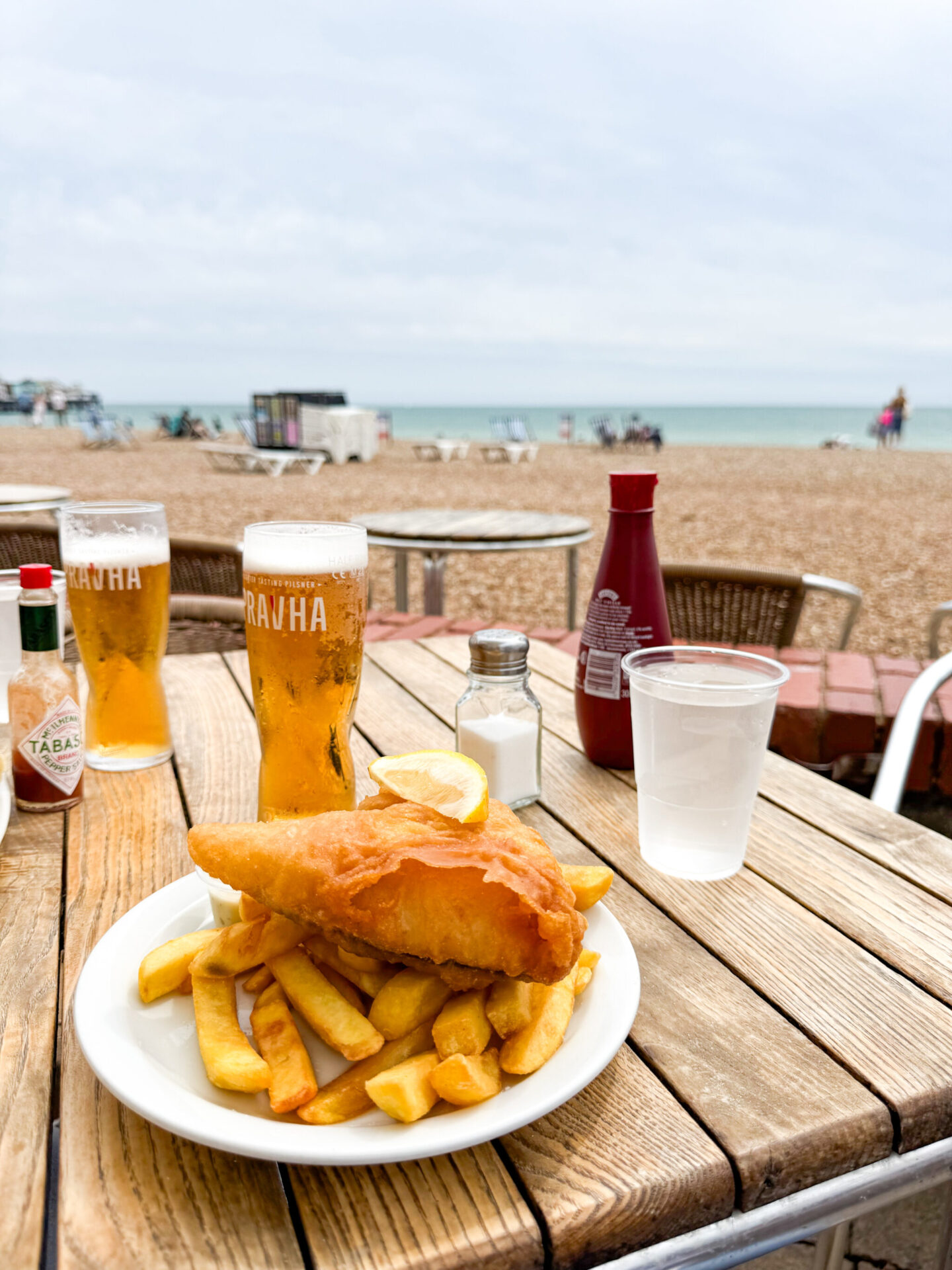 Fish and chips by the sea in Brighton during a seaside weekend break 